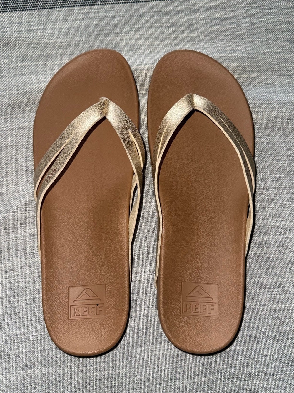REEF Women’s Gold Metallic Flip Flop Sandals Brown Cushioned| Size 10